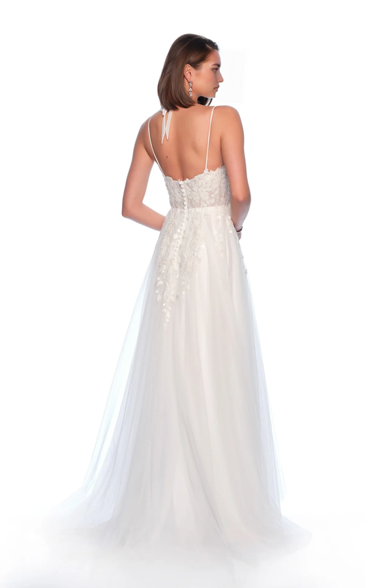 AABEI DRESS Exquisite A Line Sweetheart Neckline Spaghetti Strap Lace Applique Side Fork Backless Romantic Wedding Dress