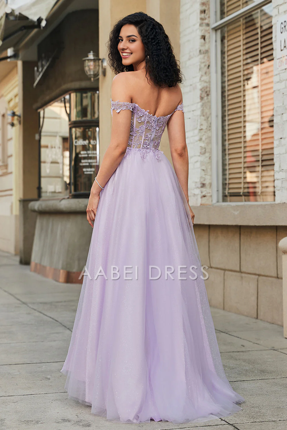 AABEI DRESS Hot Sale Prom Dress Gorgeous A Line Sweetheart Off The Shoulder Corset With Lace Appliques Long Party Dress