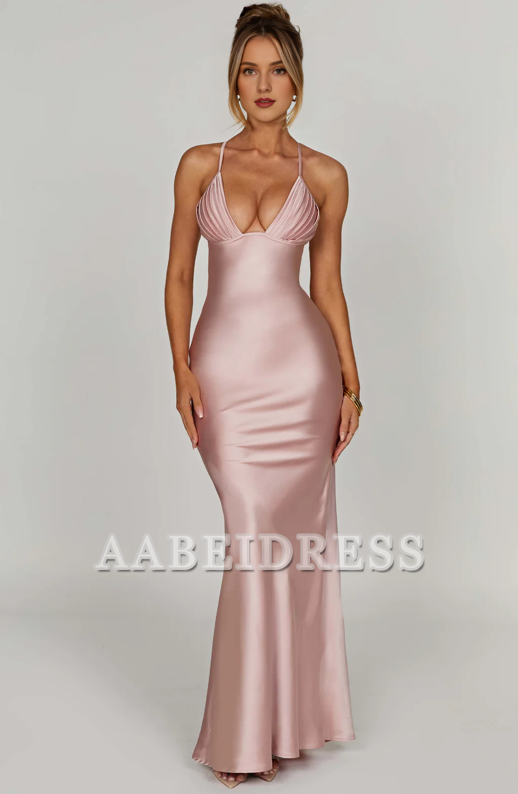 Formal Wear Dresses Prom Dresses Elegant Mermaid Halter Plunge Neckline Backless Sheath Dresses Fashion Simple Wedding Guests Dresses
