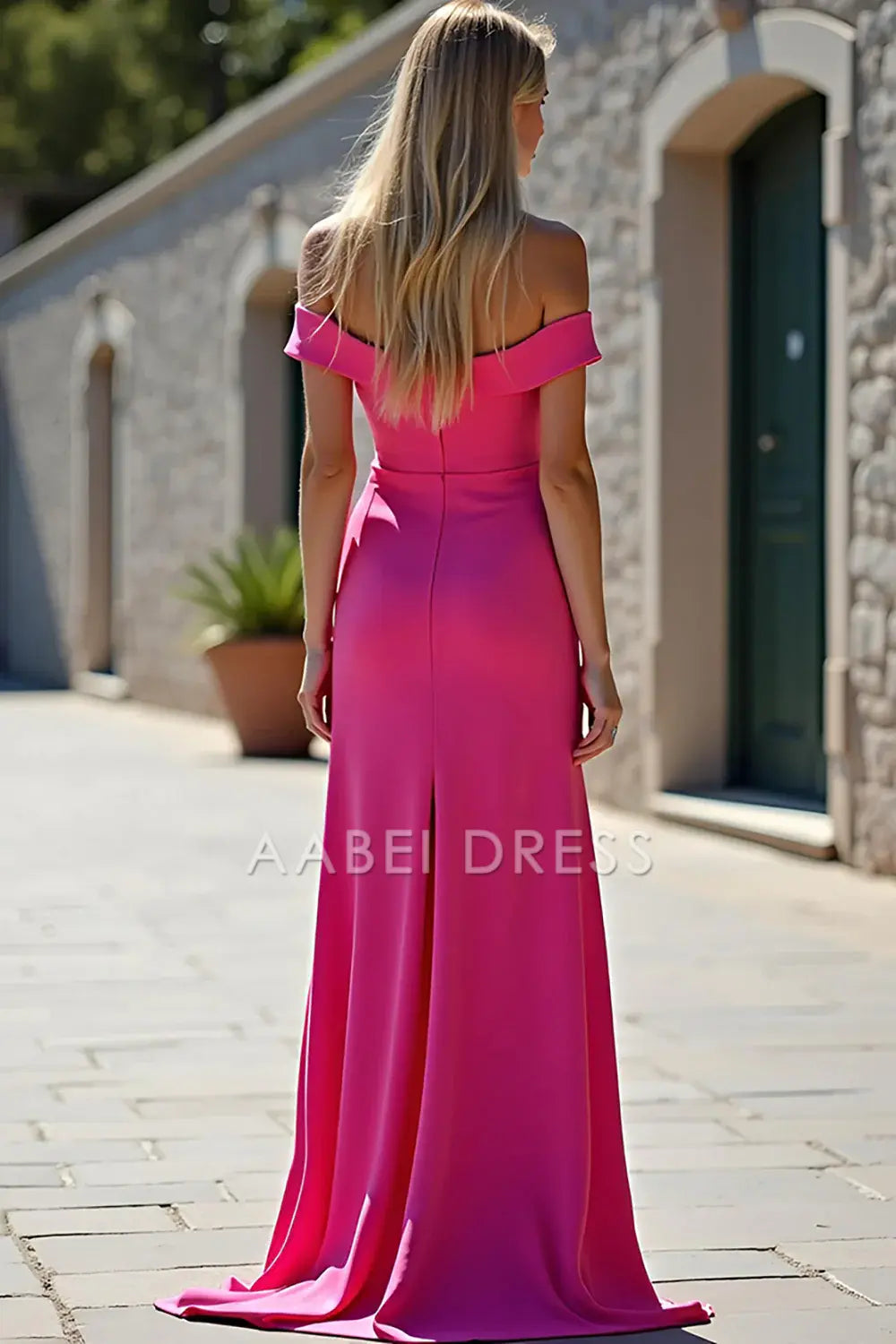 AABEI DRESS Hot Sale Prom Dress Fashion Off The Shoulder Sheath Long With Slit Simple Formal Dress