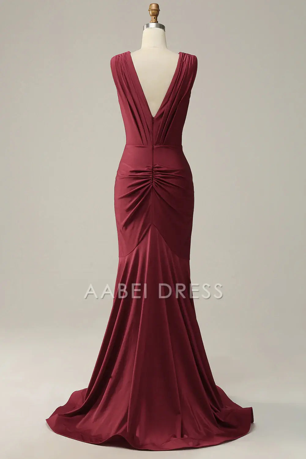 AABEI DRESS Hot Sale Prom Dress Elegant Mermaid Deep V Neck Sleeveless Pleated Long Party Dress