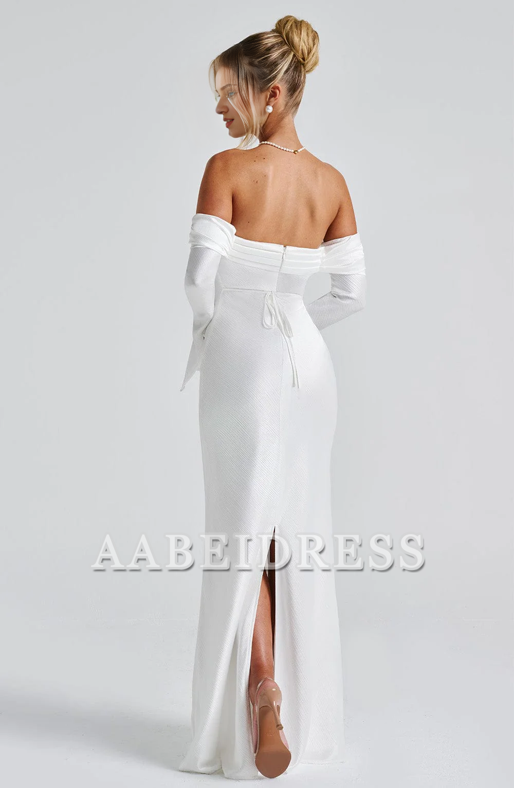 Formal Wear Dresses Prom Dresses Elegant Mermaid Bardot Neckline Twisted Panel Long Sleeves Slighted Flared Split Cuffs Dresses Fashion Wedding Guests Dresses