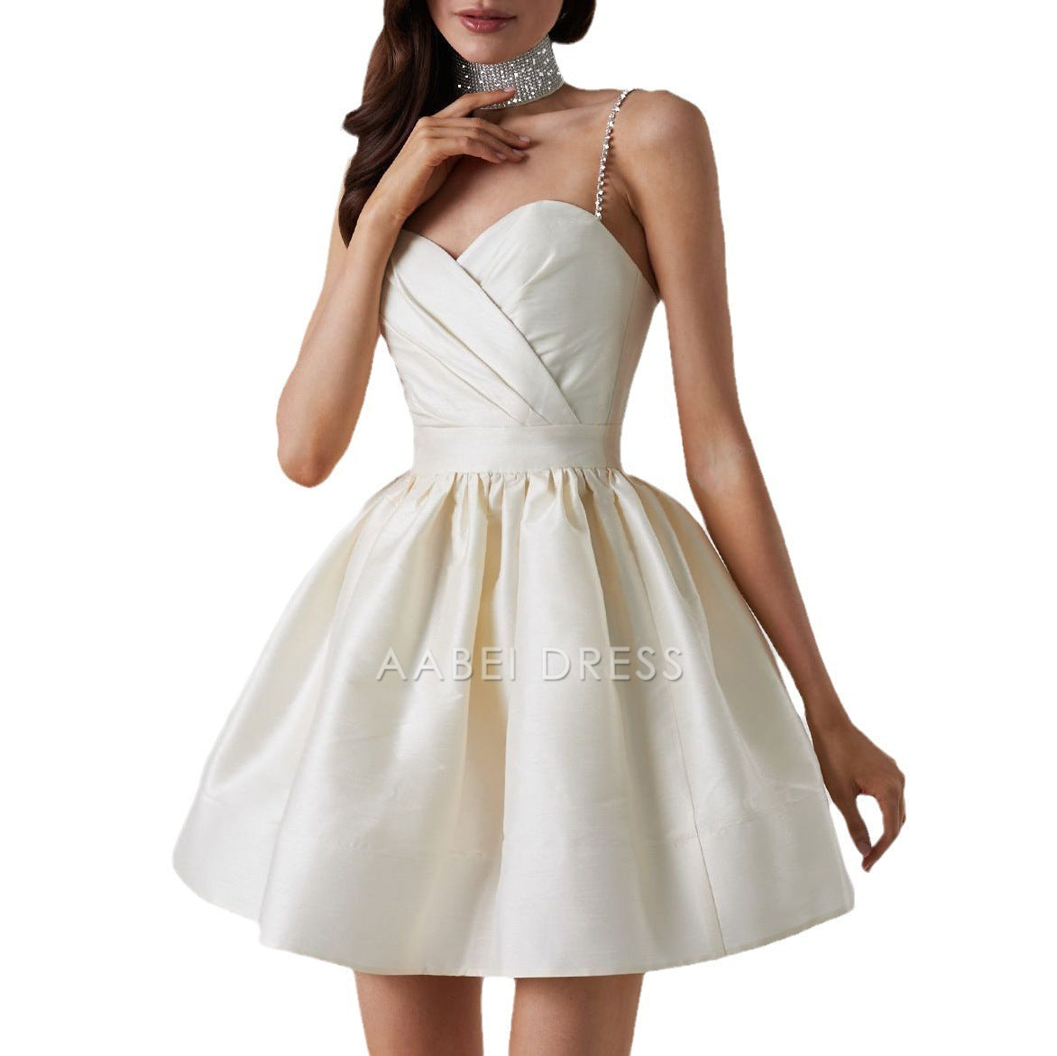 AABEI DRESS New Homecoming Dress Party Dresses Spaghetti Strap Solid Color Low Cut Sexy Mini Evening Dress Fashion Elegant Banquet Chic Vestido Short Prom Dress