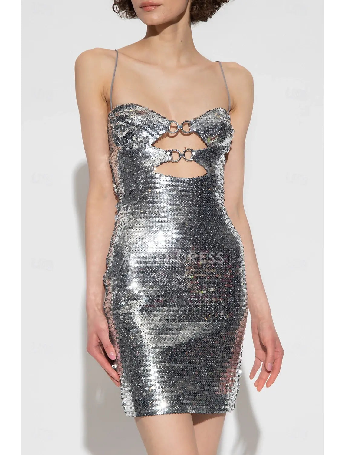 AABEI DRESS New Homecoming Dress Sheath Sequin Cocktail Dresses Party Dress Sleeveless Spaghetti Strap Hollow Out Sexy Short Prom Dresse