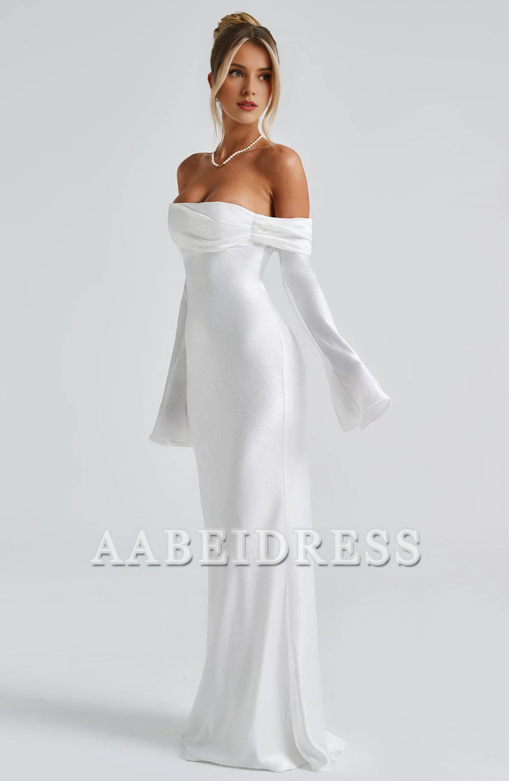 Formal Wear Dresses Prom Dresses Elegant Mermaid Bardot Neckline Twisted Panel Long Sleeves Slighted Flared Split Cuffs Dresses Fashion Wedding Guests Dresses