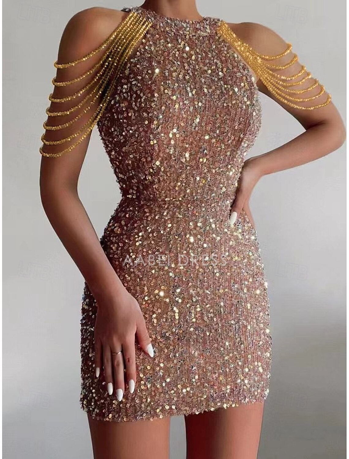 AABEI DRESS New Homecoming Dress Sheath Jewel Neck Sequin Cocktail Dresses Party Dress Holiday Sleeveless Sparkle Charming Short Prom Dresse