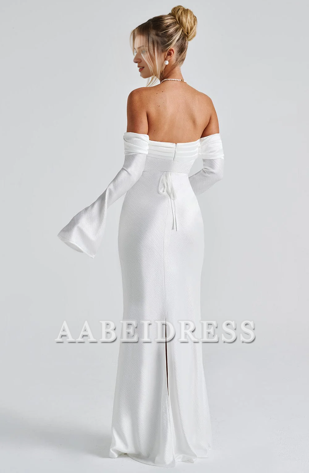 Formal Wear Dresses Prom Dresses Elegant Mermaid Bardot Neckline Twisted Panel Long Sleeves Slighted Flared Split Cuffs Dresses Fashion Wedding Guests Dresses