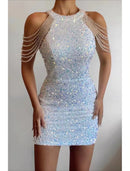 AABEI DRESS New Homecoming Dress Sheath Jewel Neck Sequin Cocktail Dresses Party Dress Holiday Sleeveless Sparkle Charming Short Prom Dresse