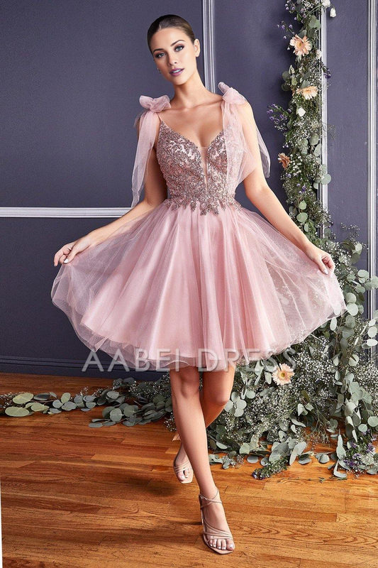 AABEI DRESS Hot Sale short Prom Dress Exquisite A-line sleeveless V-neckline lace applique Homecoming Dresses