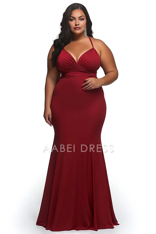 AABEI DRESS Hot Sale Prom Dress Elegant Mermaid Satin Spaghetti Straps Sheath Long Plus Size Simple Formal Dress