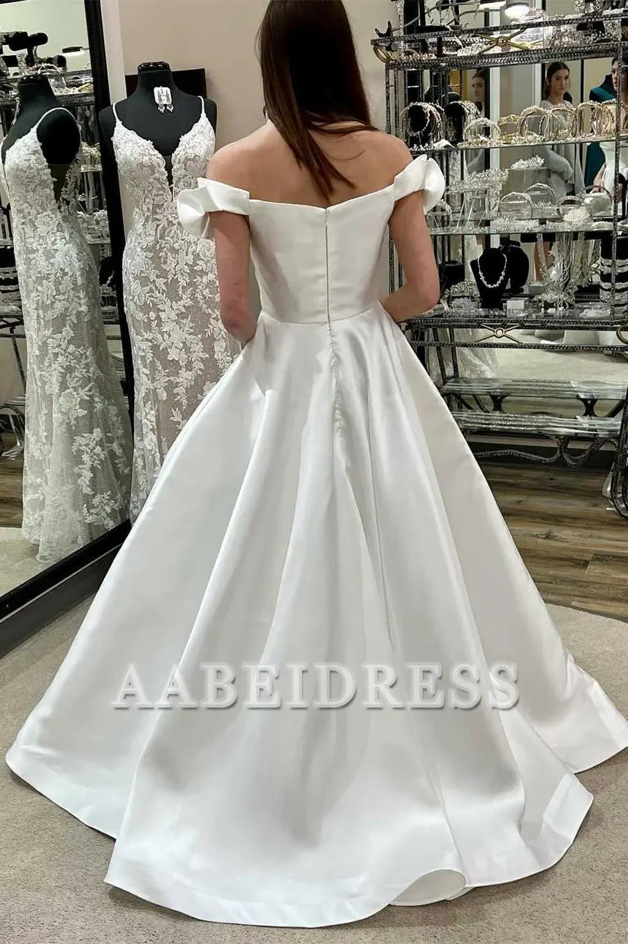 AABEI DRESS High Quality Elegant Wedding Dress A-Line Off-the-Shoulder Ruffled Long Charming Formal Dresses