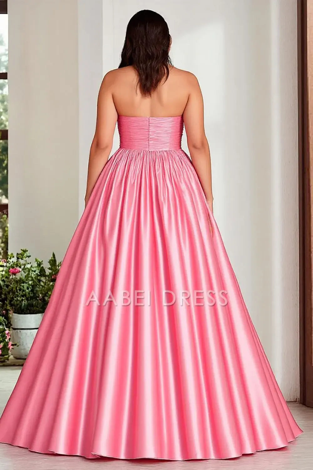 AABEI DRESS Hot Sale Prom Dress Elegant A Line Sweetheart Pleated Strapless Plus Size With Slit Formal Dress