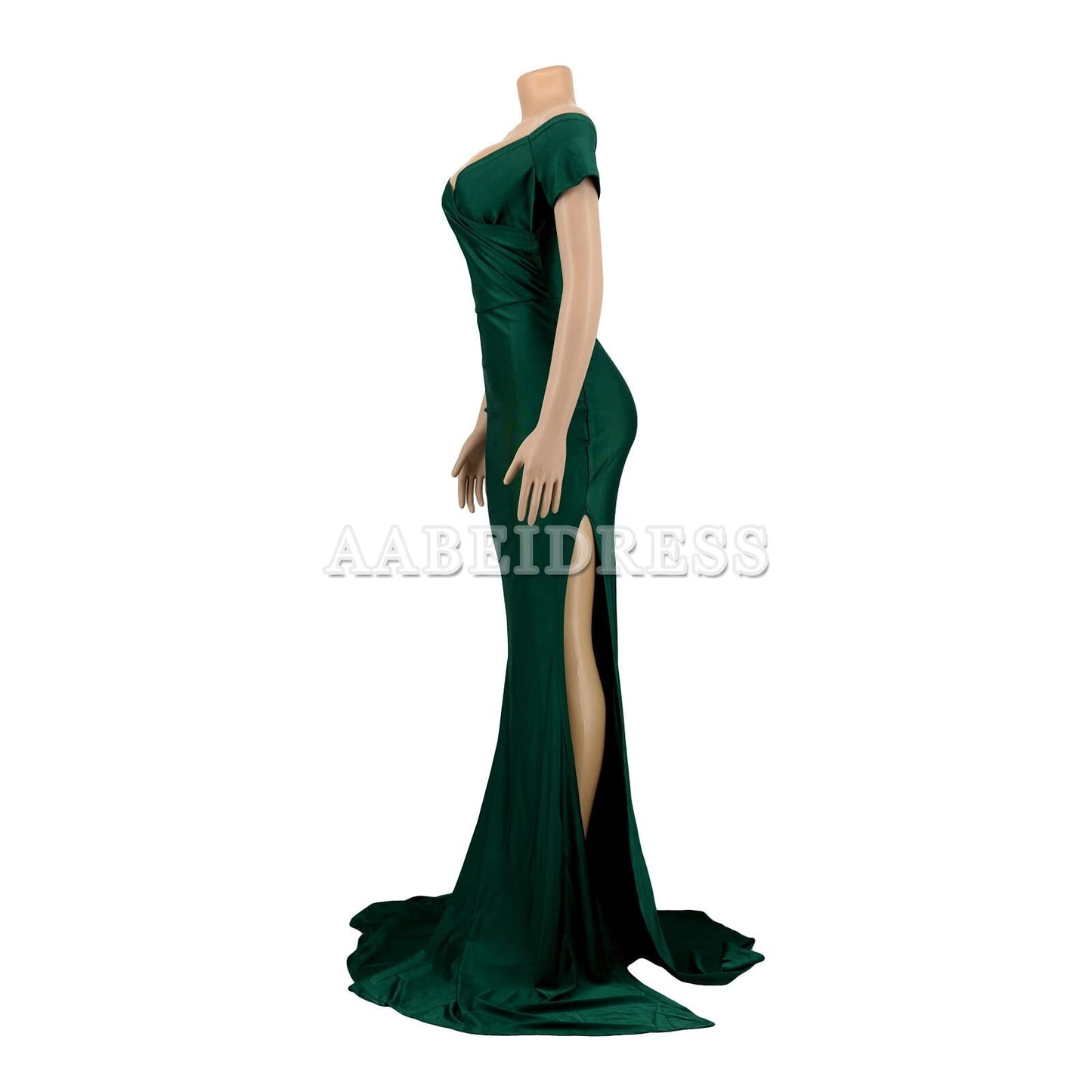 Prom Dress V Neck Sexy Party Maxi Dress Short Sleeve Off Shoulder Wrap Side Split Bodycon Evening Cocktail Dresses Wedding Guest Dresses Formal Wear Dresses