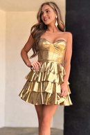 AABEI DRESS New Homecoming Dress Fashion A-Line Sweetheart Strapless Ruched Tiered Charming Short Prom Dresse