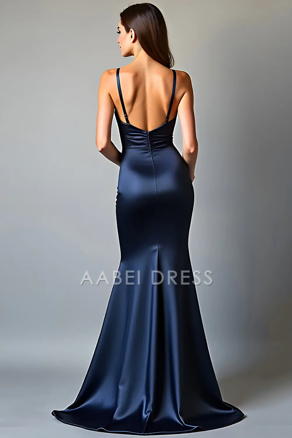 AABEI DRESS Hot Sale Prom Dress Elegant Sheath Deep V-Neck Spaghetti Strap Backless Long With Slit Simple Formal Dress