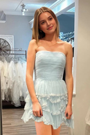 AABEI DRESS New Homecoming Dress Exquisite A-Line Strapless Pleated Tiered Cute Short Prom Dresse