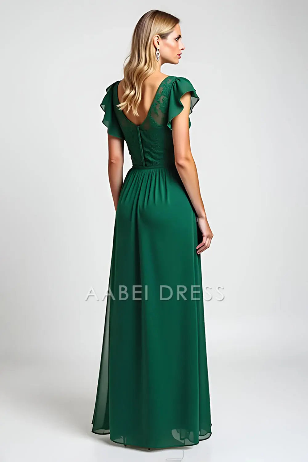 AABEI DRESS Mother Of The Bride Dress Scoop Chiffon Flowing Sleeves Lace Elegant Retro Long Formal Wear Dresse