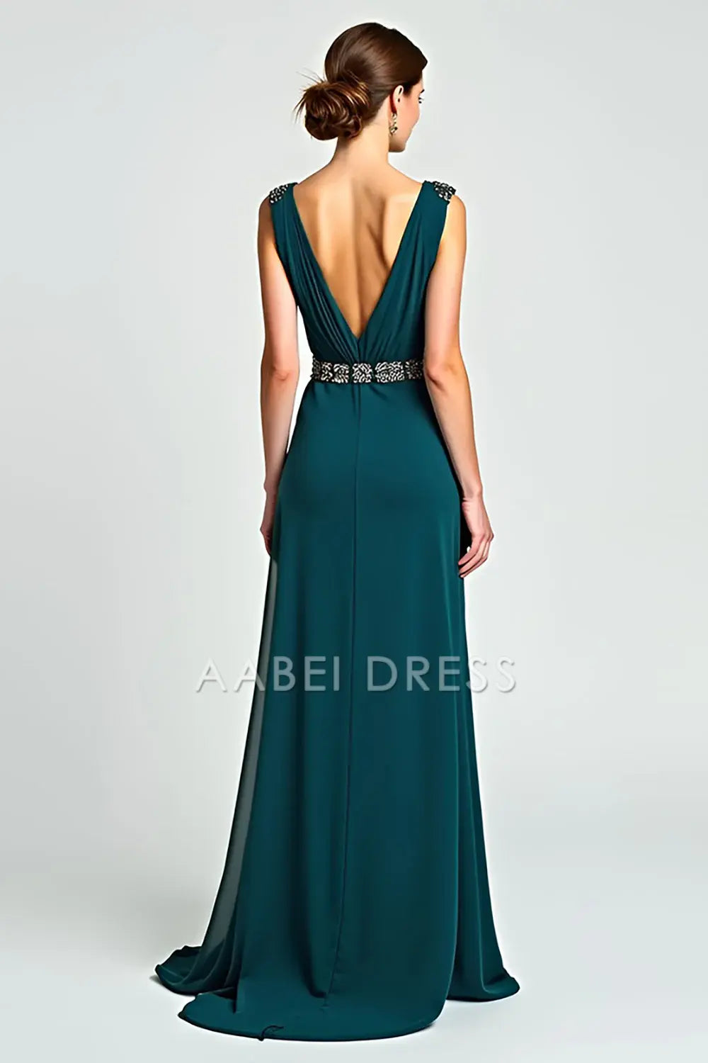 AABEI DRESS Mother Of The Bride Dress Chiffon A Line V Neck Beadwork Exquisite Long Formal Wear Dresse