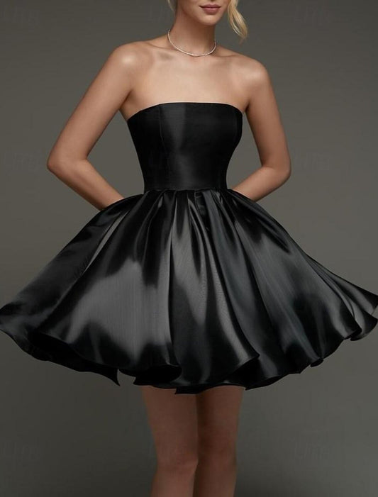 AABEI DRESS New Homecoming Dress A-Line Corsets Dress Holiday Graduation Sleeveless Strapless Satin with Ruched Short Prom Dresse