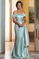 AABEI DRESS Mother Of The Bride Dress Satin Sheath Off The Shoulder Pleated Long Elegant Formal Wear Dresses