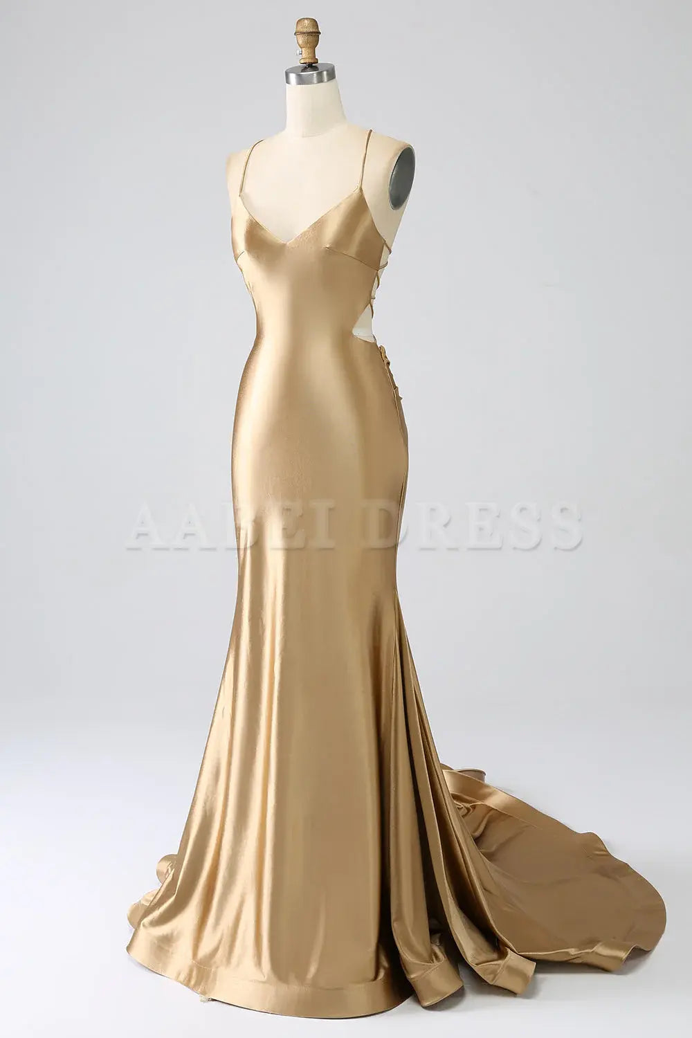 Prom Dress Mermaid Cultivate oneself Spaghetti Straps Backless Satin Long with Lace-up Back Elegant Simple Formal Wear Dresses
