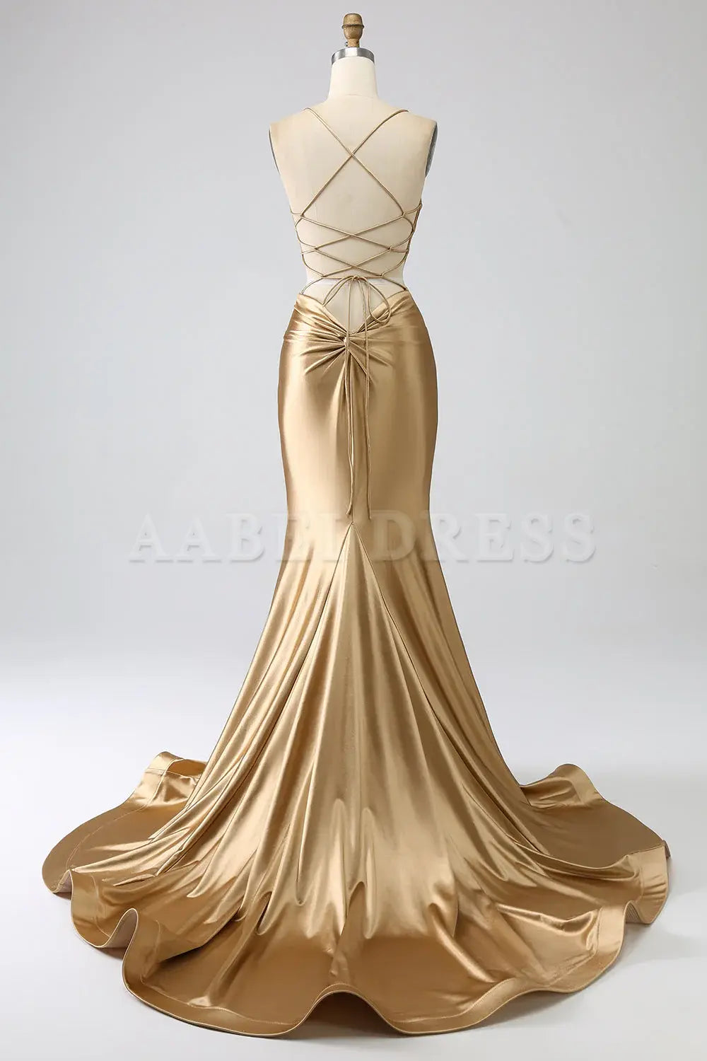 Prom Dress Mermaid Cultivate oneself Spaghetti Straps Backless Satin Long with Lace-up Back Elegant Simple Formal Wear Dresses