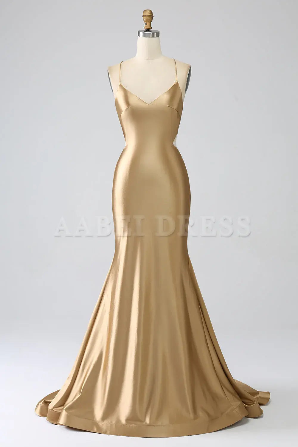 Prom Dress Mermaid Cultivate oneself Spaghetti Straps Backless Satin Long with Lace-up Back Elegant Simple Formal Wear Dresses
