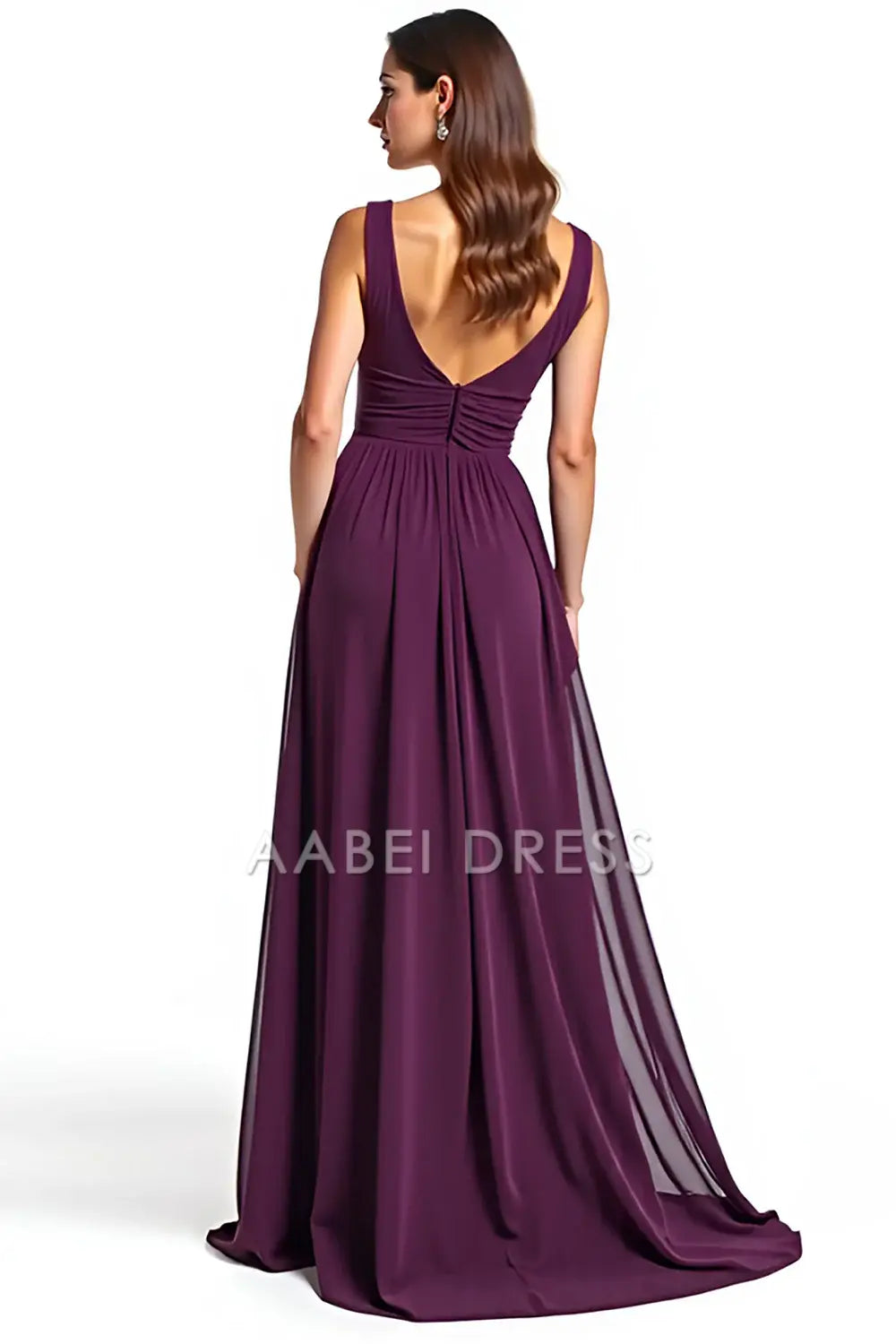 AABEI DRESS Mother Of The Bride Dress A Line V Neck Ruhced Backless Elegant Simple Long Formal Wear Dresse