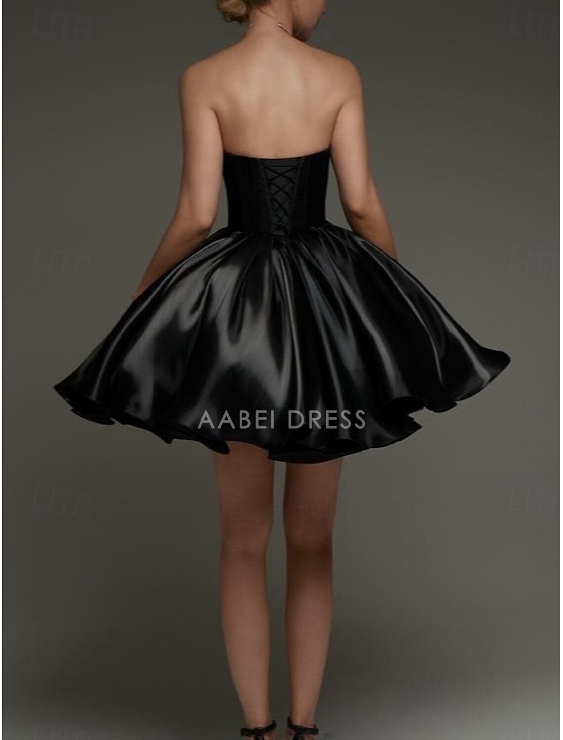 AABEI DRESS New Homecoming Dress A-Line Corsets Dress Holiday Graduation Sleeveless Strapless Satin with Ruched Short Prom Dresse