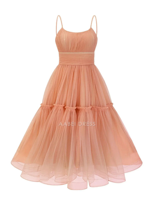 AABEI DRESS Party Dress Elegant A-Line Spaghetti Straps Ruched Fashion Prom Dress