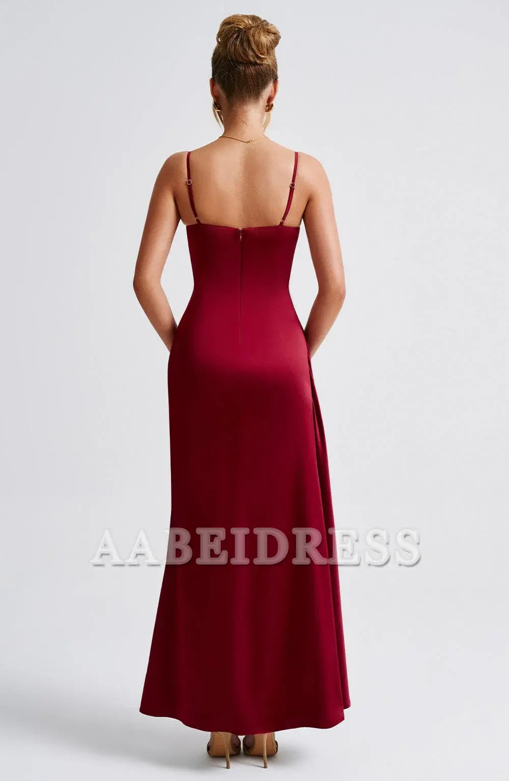 Formal Wear Dresses Prom Dresses Elegant Spaghetti Strap Cowl Neckline Pleated Side Fork Charming Dresses Wedding Guests Dresses