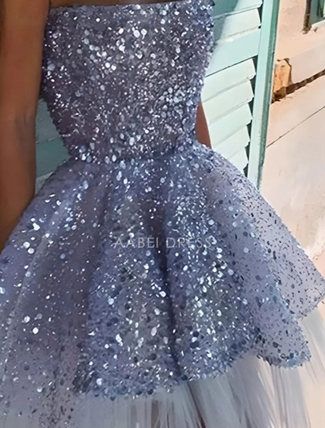 AABEI DRESS New Homecoming Dress A-Line Sequin Holiday Graduation Sleeveless Strapless Tulle Sparkle Fashion Short Prom Dresse