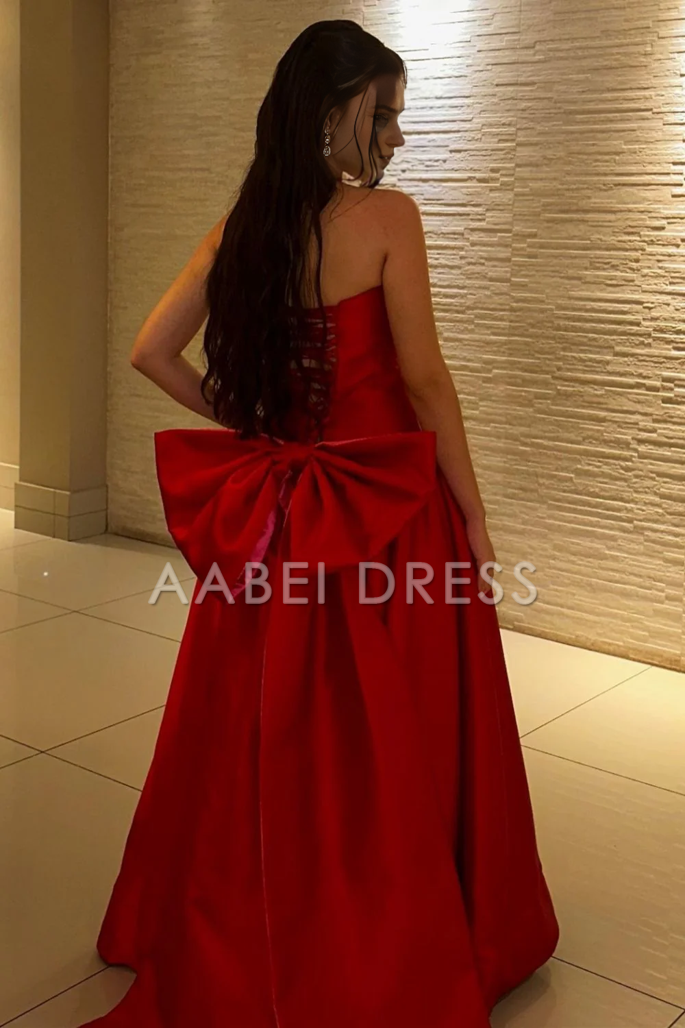 AABEI DRESS Prom Dress Charming A Line Strapless Long With Bowknot Exquisite Formal Dress
