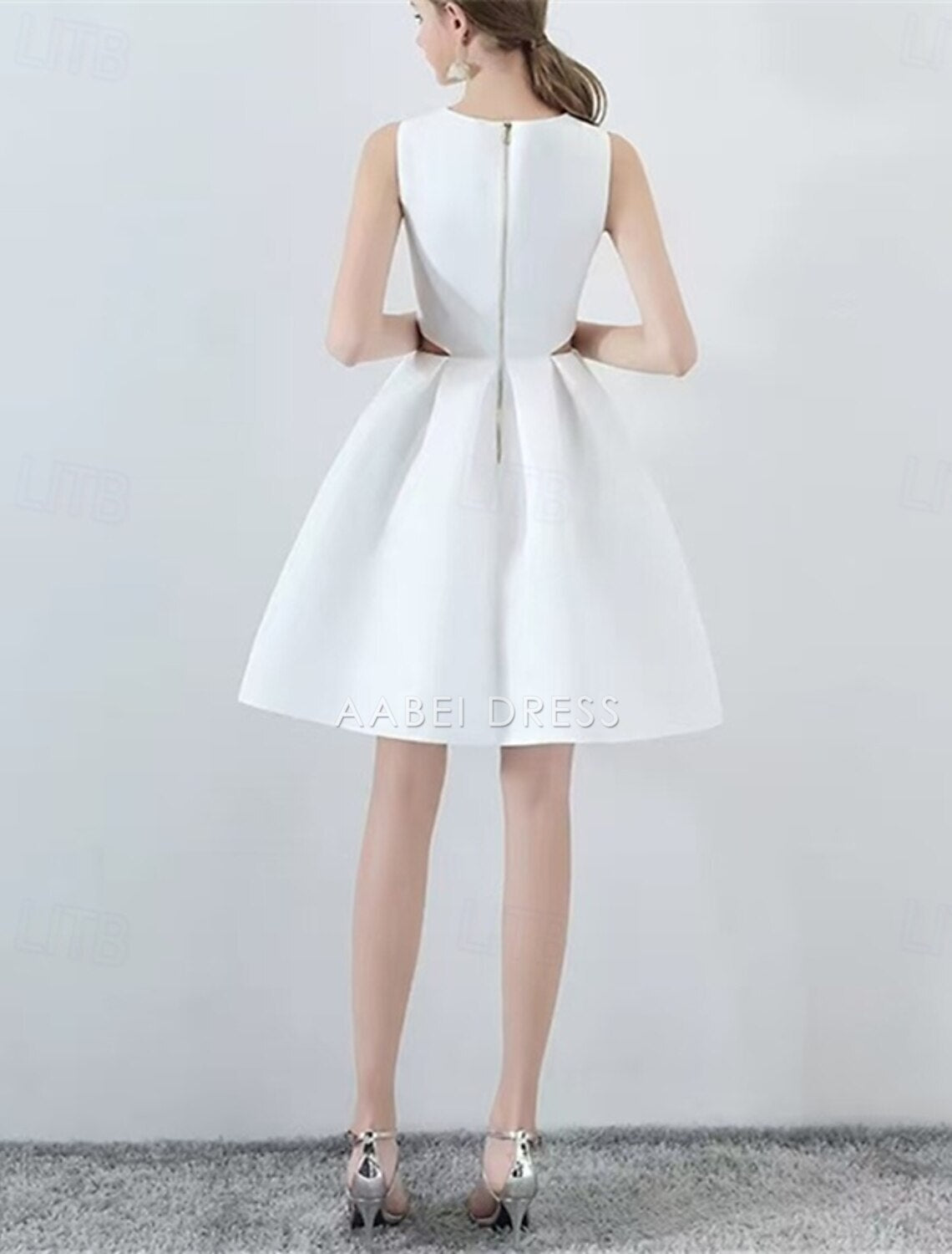 AABEI DRESS New Homecoming Dress Elegant A-Line Boat Neck Formal Wedding Guest Sleeveless Pleats Hollow Out Short Prom Dresse
