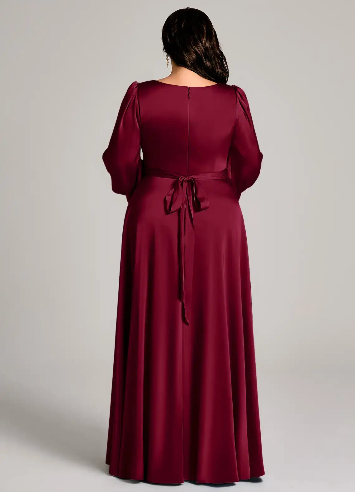 Wedding Guests Dresses Burgundy Minimalist A-Line Square Neck Long Sleeve Side Fork Plus Size Formal Dress Discount Hot Sale Prom Dress