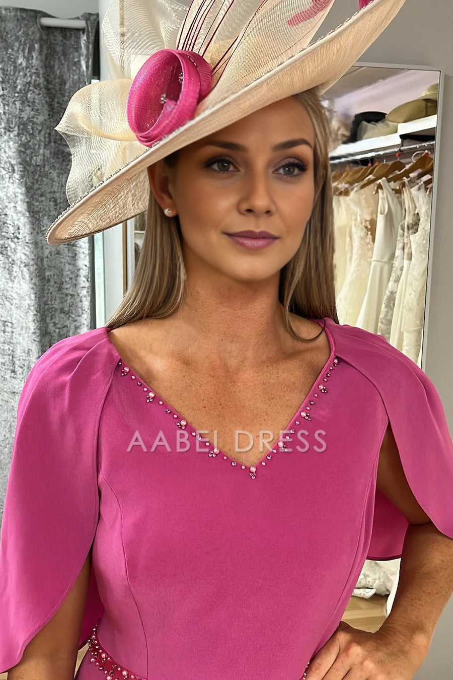 AABEI DRESS High Quality Mother of The Bride Dress Beaded V Neck Cape Sleeve Mermaid Unique Fashion Dress Formal Dress