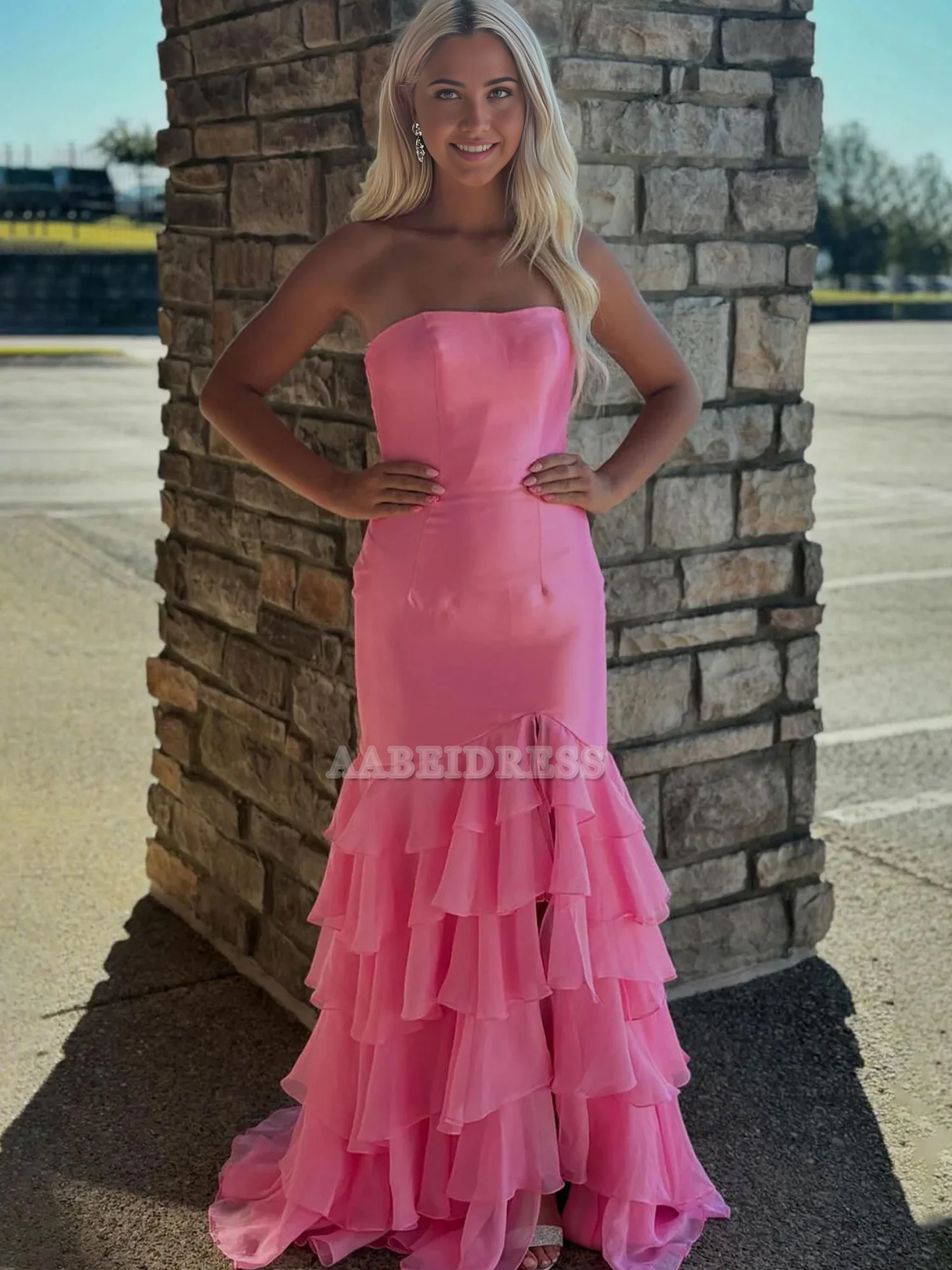 Evening Dress Mermaid Cultivate oneself Strapless layering Prom Dresses Side Fork Exquisite Sweet Lovely Formal Women's Dresses