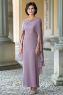 AABEI DRESS Mother Of The Bride Dress Sheath Chiffon Cape Sleeves Long Elegant Formal Wear Dresses
