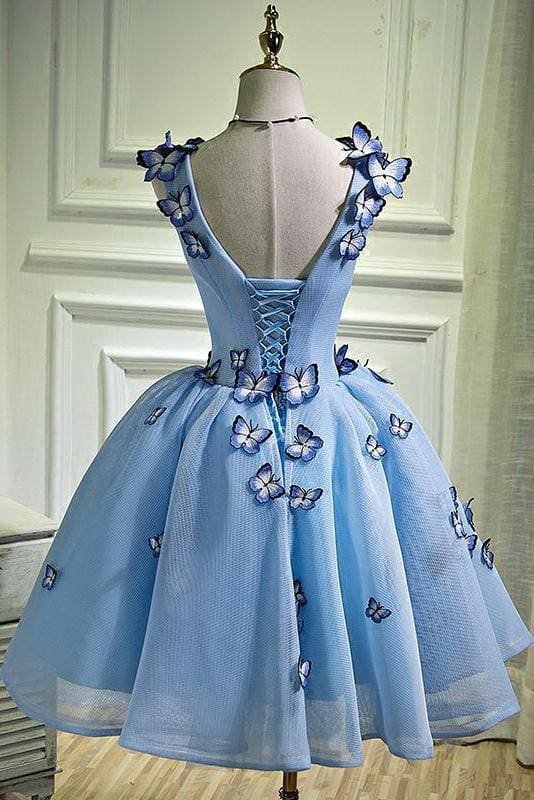 AABEI DRESS Homecoming Dress A Line V Neck Sleeveless Butterfly Flowers Exquisite Prom Dress
