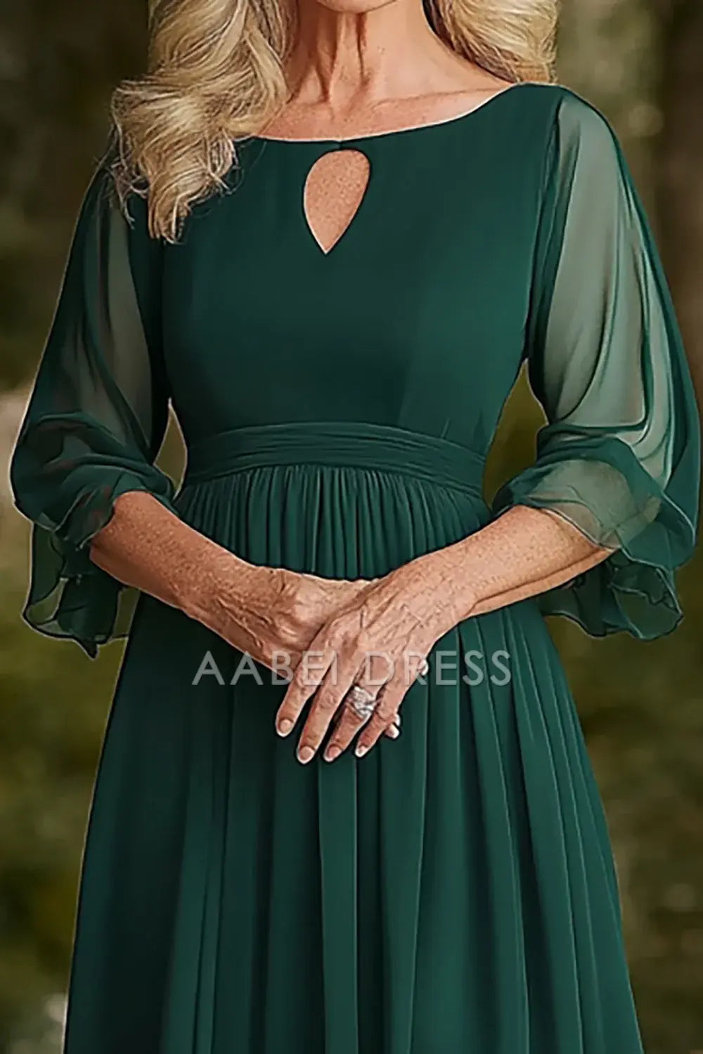AABEI DRESS Mother Of The Bride Dress Chiffon Scoop Ruched Knee-Length Simple Formal Wear Dresse