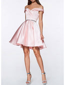 AABEI DRESS New Homecoming Dress A-Line Sweetheart Off Shoulder Cocktail Dresses Graduation Sleeveless Satin with Crystals Elegant Short Prom Dresse