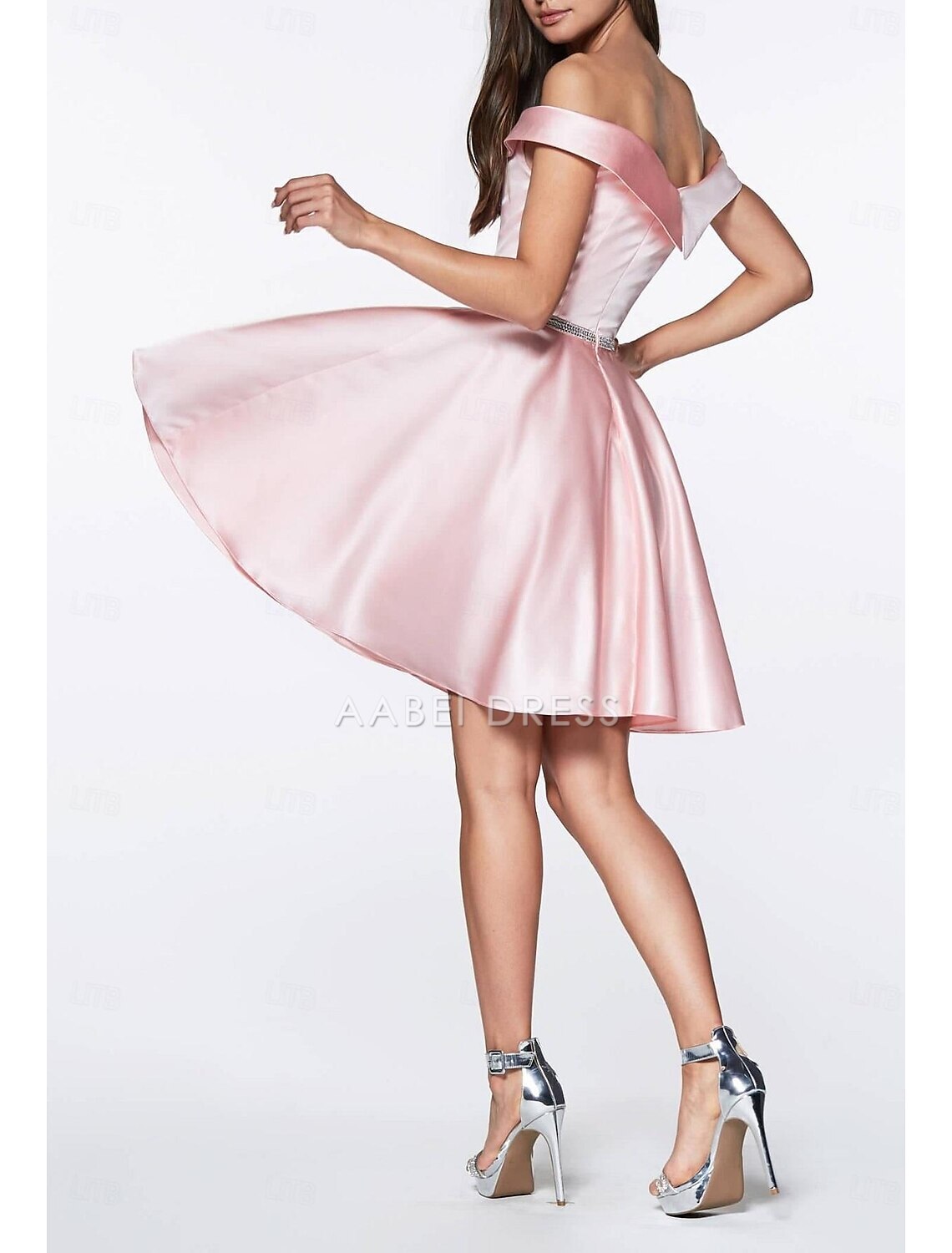 AABEI DRESS New Homecoming Dress A-Line Sweetheart Off Shoulder Cocktail Dresses Graduation Sleeveless Satin with Crystals Elegant Short Prom Dresse