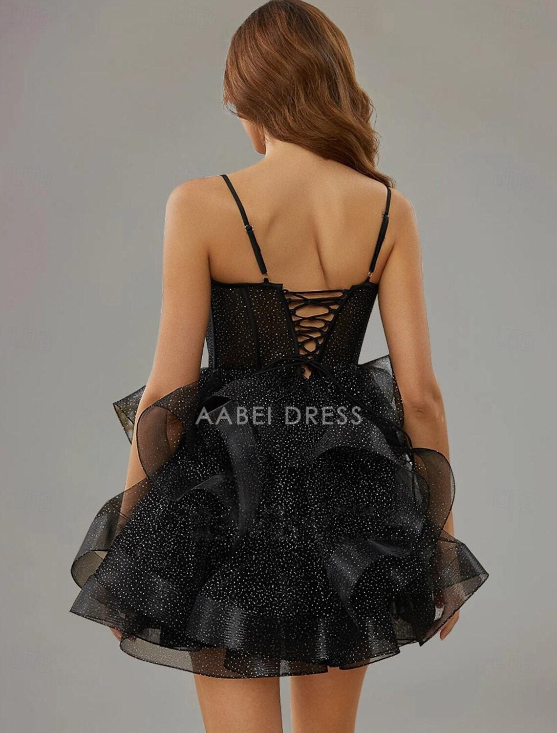 AABEI DRESS New Homecoming Dress A-Line Party Dress Holiday Graduation Sleeveless Spaghetti Strap Glitter Charming Short Prom Dresse
