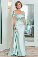 AABEI DRESS Mother Of The Bride Dress Sheath Satin Off The Shoulder Long Fashion Formal Wear Dresses