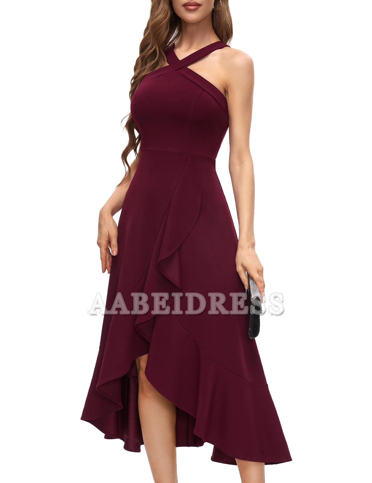 Prom Dress Halter Cocktail Dresses Wedding Bridesmaid Dress Ruffled Evening Party Dress Wedding Guest Dresses Formal Wear Dresses