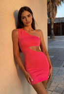 AABEI DRESS New Homecoming Dress Sexy Sloping Shoulder Hollowed Out Slim Fit Dress Nightclub Party Evening Dress One Shoulder Exposed Backpack Hip Skirt