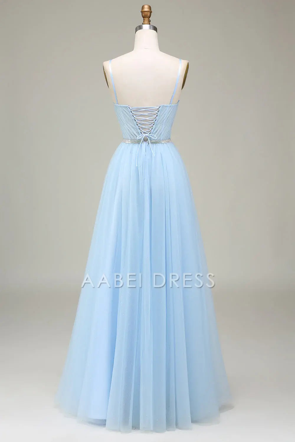 AABEI DRESS Hot Sale Prom Dress Fantastic A-Line Sweetheart Spaghetti Strap Tulle Appliques Backless Long Party Dress