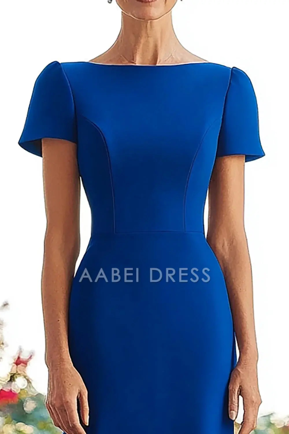 AABEI DRESS Mother Of The Bride Dress Satin Sheath Short Sleeves Long Elegant Simple Formal Wear Dresses