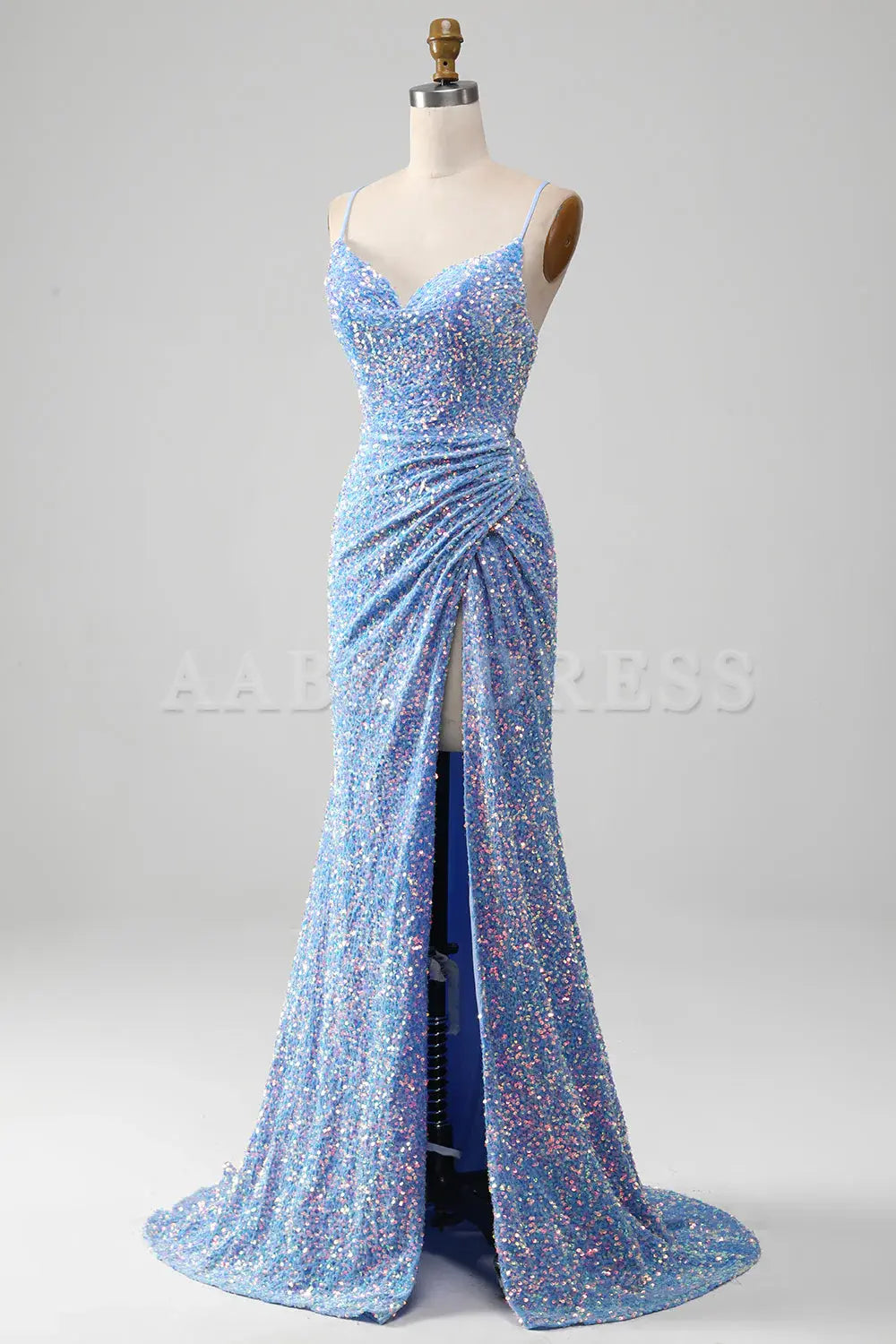 Prom Dress Mermaid Cultivate oneself Spaghetti Strap Side Fork Backless Sparkly Sequins Long Charming Formal Wear Dresses