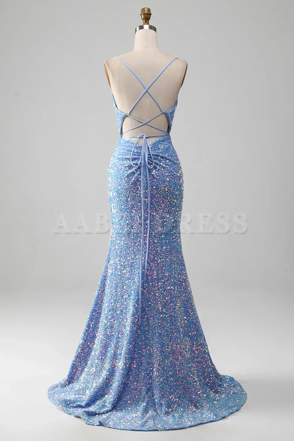 Prom Dress Mermaid Cultivate oneself Spaghetti Strap Side Fork Backless Sparkly Sequins Long Charming Formal Wear Dresses